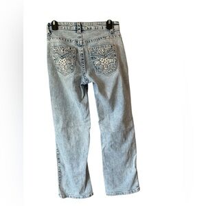 Y2K Telepatia Embroidered RhinestoneEmbellished Bootcut Light Wash Jeans S-0/24
